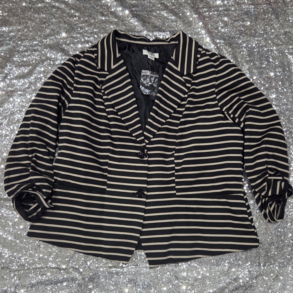 Cato Black and Cream Striped Blazer